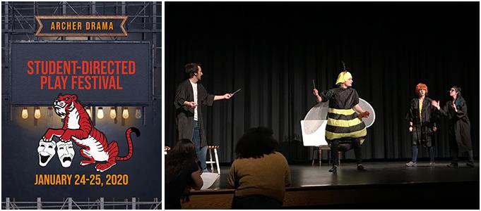Poster & photo for student-directed play festival 
