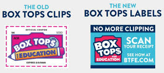 The old Boxtops clips; the new Boxtops labels no more clipping scan your receipt see how at btfe.com