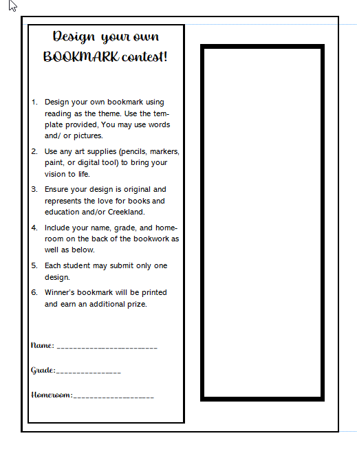 Bookmark Contest