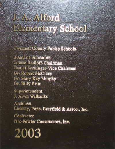 Alford elementary school plaque 