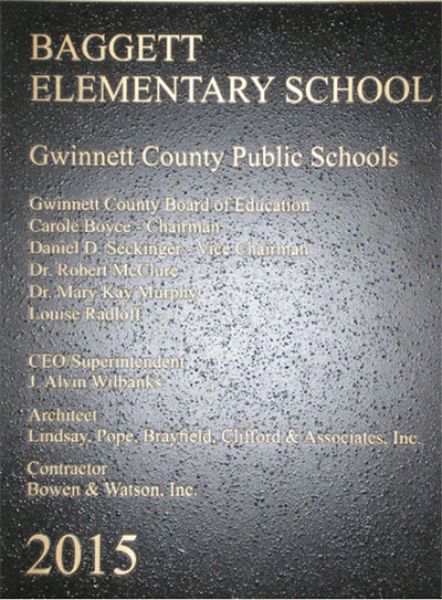 Baggett elementary school plaque 