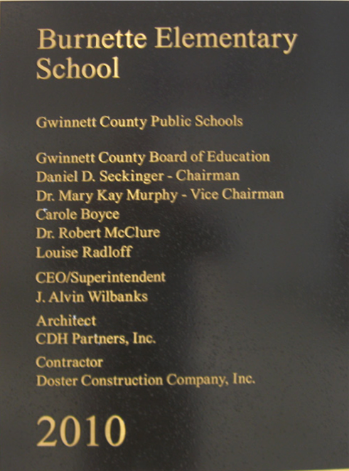 Burnette elementary school plaque 