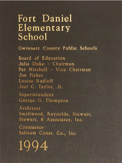 Fort Daniel elementary school plaque 