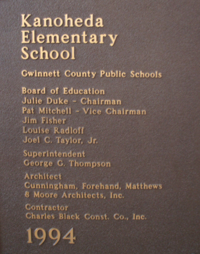 Kanoheda elementary school plaque 