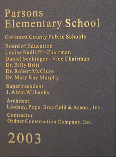 Parsons elementary school plaque 