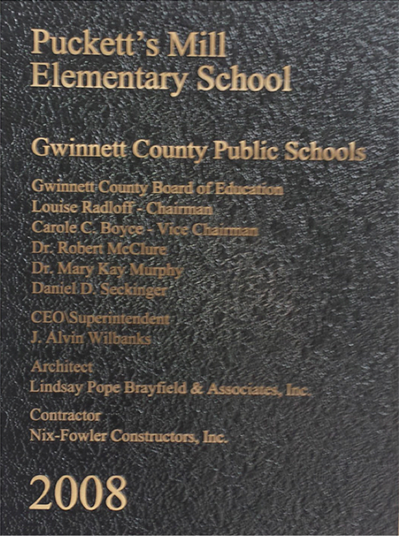 Puckett’s mill elementary school plaque 