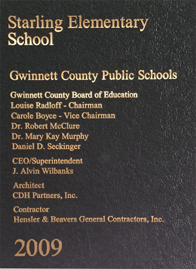Starling elementary school plaque 
