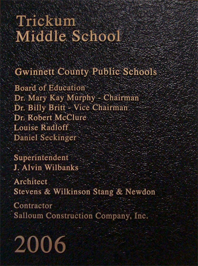 Trickum middle school plaque 