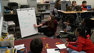  Students work together