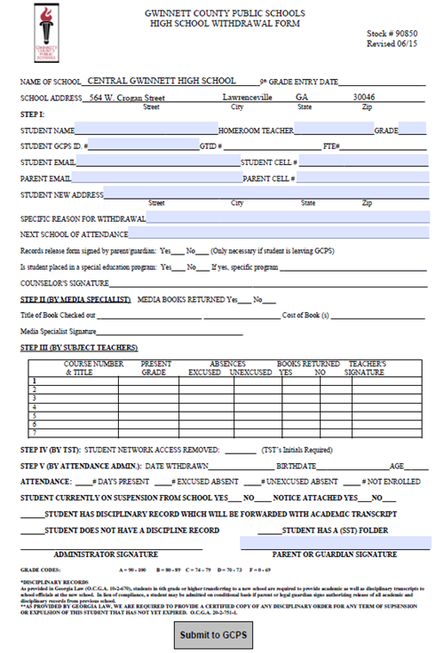 Image of Withdrawal Form 