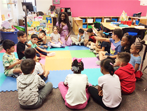 Britt Elementary School students with teacher
