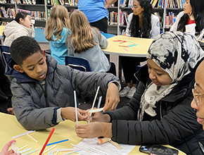 Mason ES students doing a a STEM activity