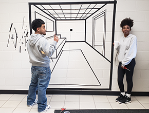 Parkview students working on their mural