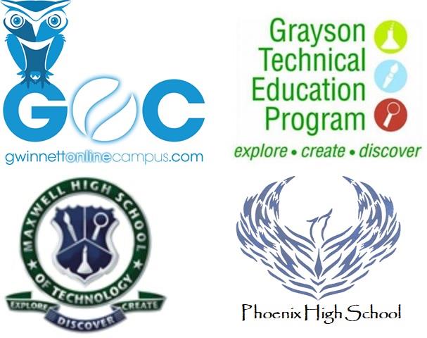 collage of GCPS alternative high schools logos 