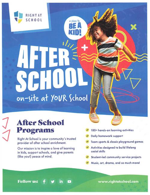 Right at School After School Program Flyer