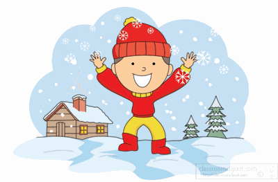 Cartoon of boy in snow fall. Cartoon of boy in snow fall.