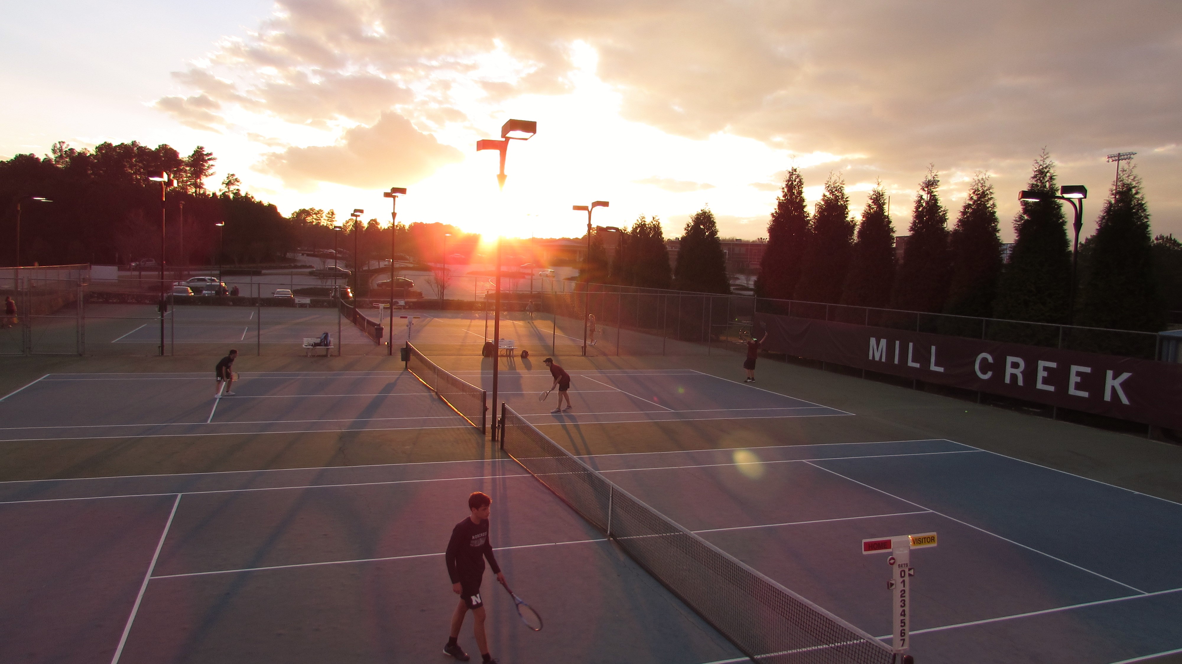 courts at sunset 