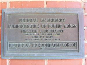Bethesda Plaque from 1939 Federal Emergency Administration of Public Works 