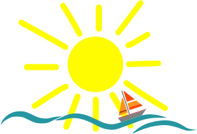 sun and sailboat on water 