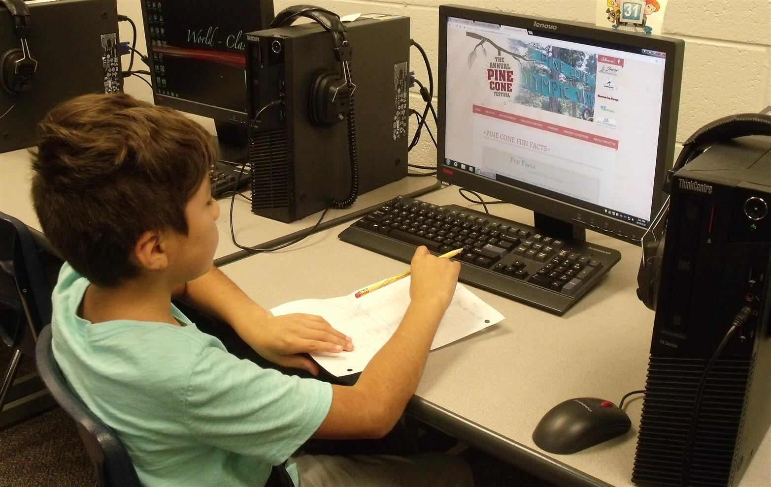 Student working on computer