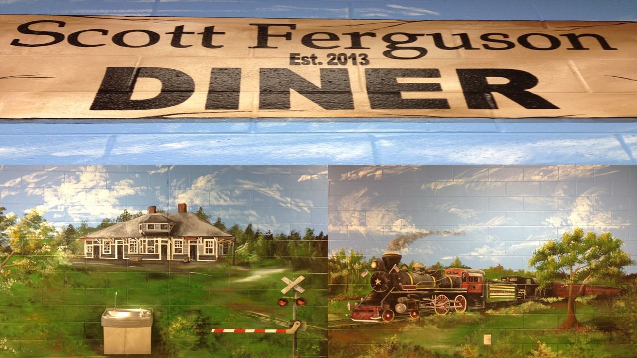Picture of mural in the cafeteria. Picture of mural in the cafeteria.