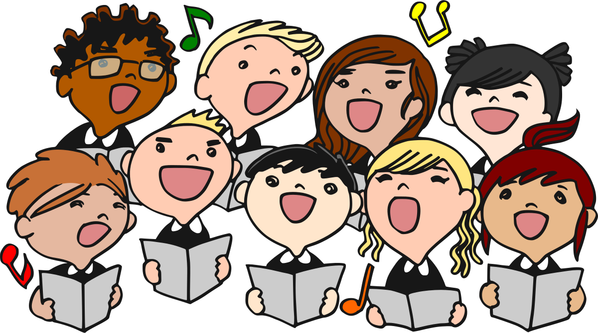 a group of children singing 