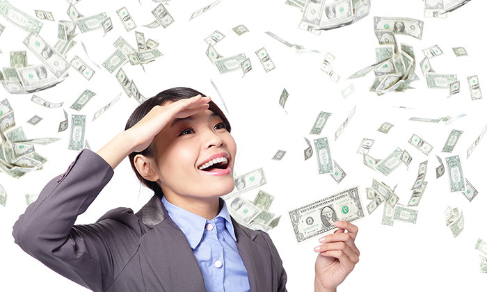 Person looking at money