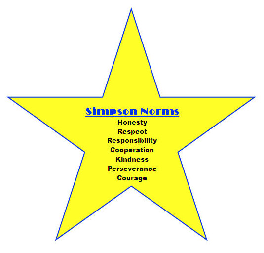 Simpson norms are honesty, respect, responsibility, cooperation, kindness, perseverance, and courage Simpson norms are honesty, respect, responsibility, cooperation, kindness, perseverance, and courage