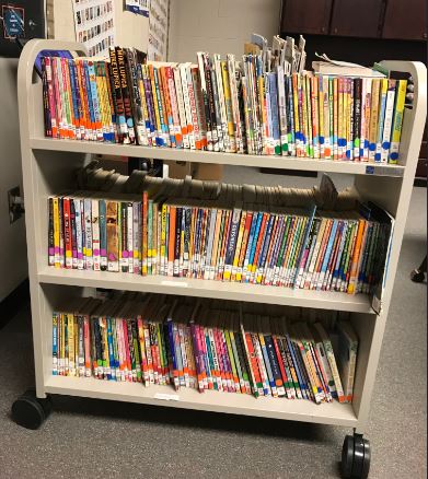 books on a book cart