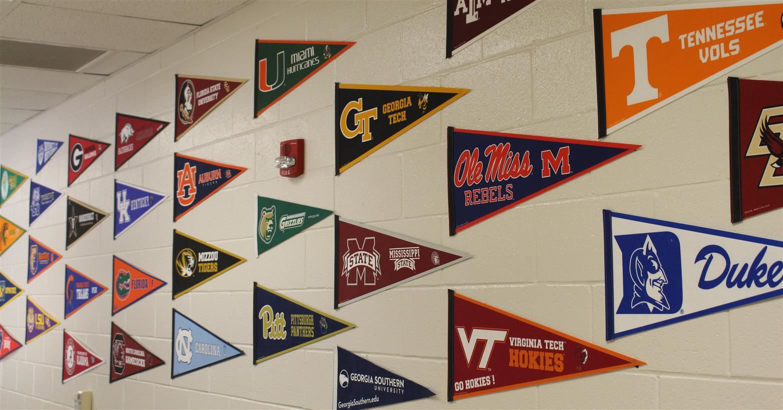 Pennant banners of colleges and universities