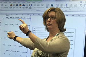 Ms. Herring presenting data during a meeting. 