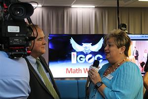 Ms. Hill interviewing for G.C.P.S. TV. 