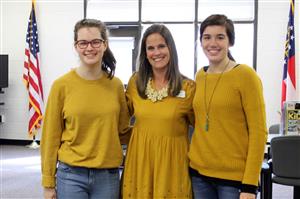 Ms. Bridges with GOC students dressed for fall 
