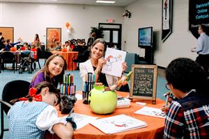 Ms. Bridges competes in the coloring contest 