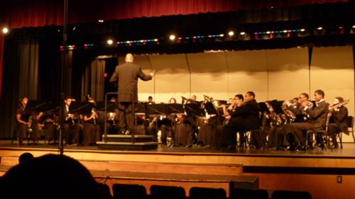Band of students playing instruments 