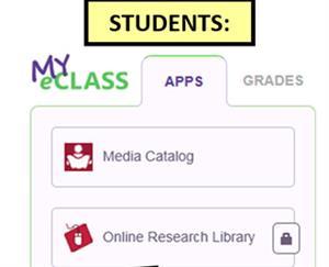 image of student eclass app with media catalog icon as a choice 