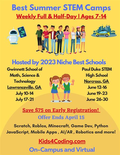 Summer STEM Camps at GSMST and Paul Duke STEM