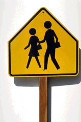 school crossing warning traffic sign
